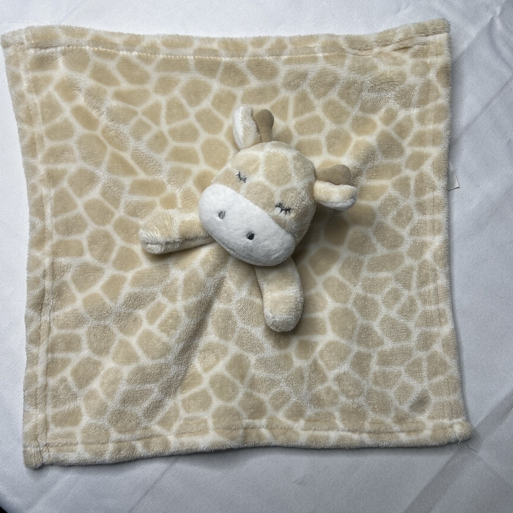 Tahari Giraffe Security Blanket Lovey  Baby Plush 14" Square Tan EUC